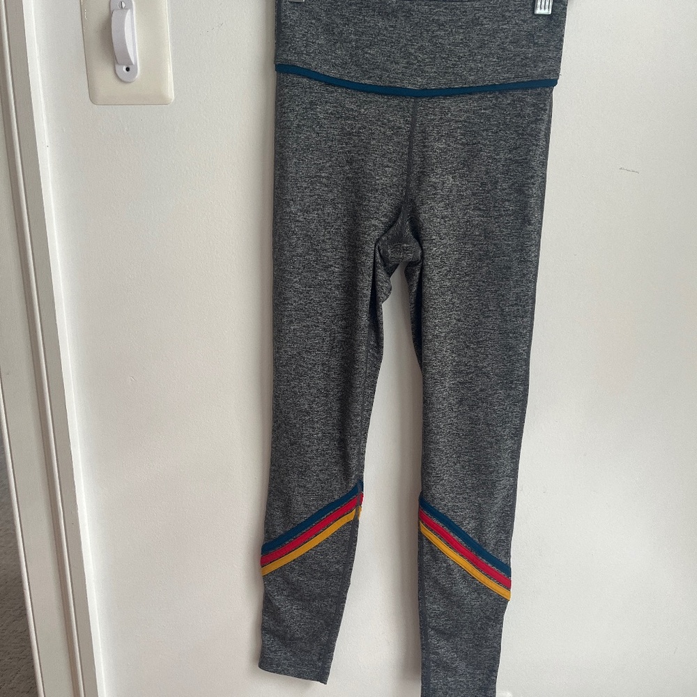 Ensmbl Space Dye Gray Crop Leggings with 3 Stripes Gray Women's X-Small XS